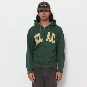 GREEN ZIP UP EAST LOS ANGELES COLLEGE HOODIE BY JANSPORT
